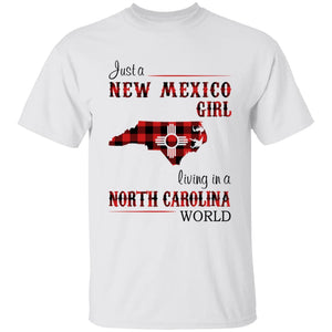 Just A New Mexico Girl Living In A North Carolina World T-shirt - T-shirt Born Live Plaid Red Teezalo