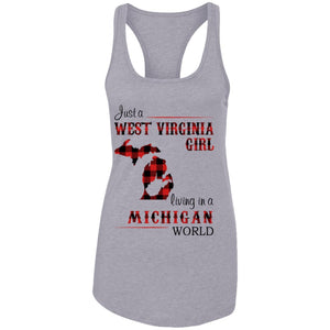 Just A West Virginia Girl Living In A Michigan World T Shirt - T-shirt Teezalo