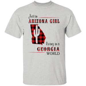 Just An Arizona Girl Living In A Georgia World T-shirt - T-shirt Born Live Plaid Red Teezalo