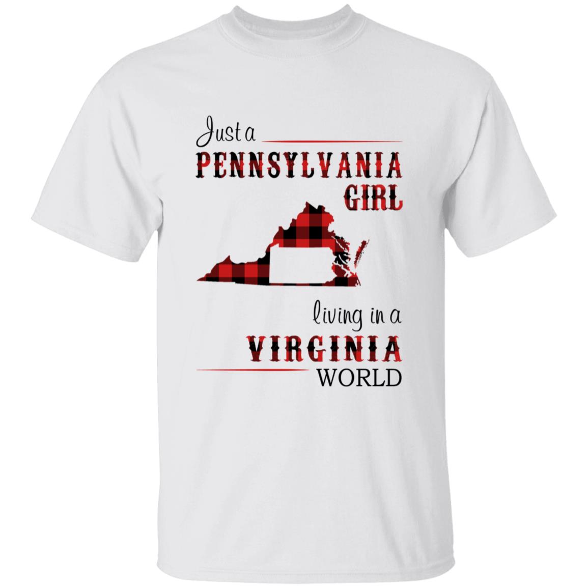 Just A Pennsylvania Girl Living In A Virginia World T-shirt - T-shirt Born Live Plaid Red Teezalo