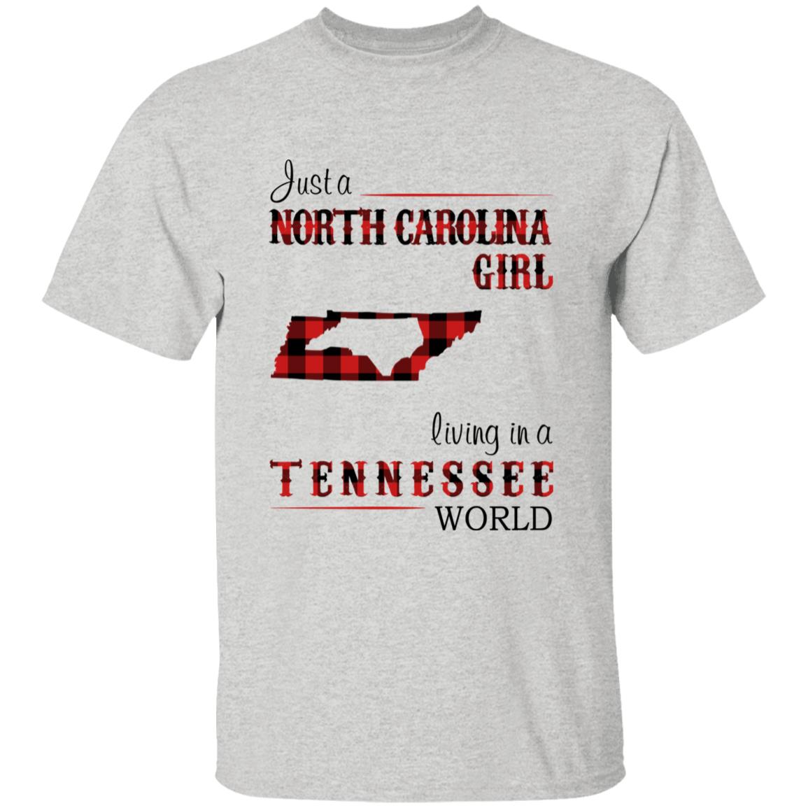 Just A North Carolina Girl Living In A Tennessee World T-shirt - T-shirt Born Live Plaid Red Teezalo