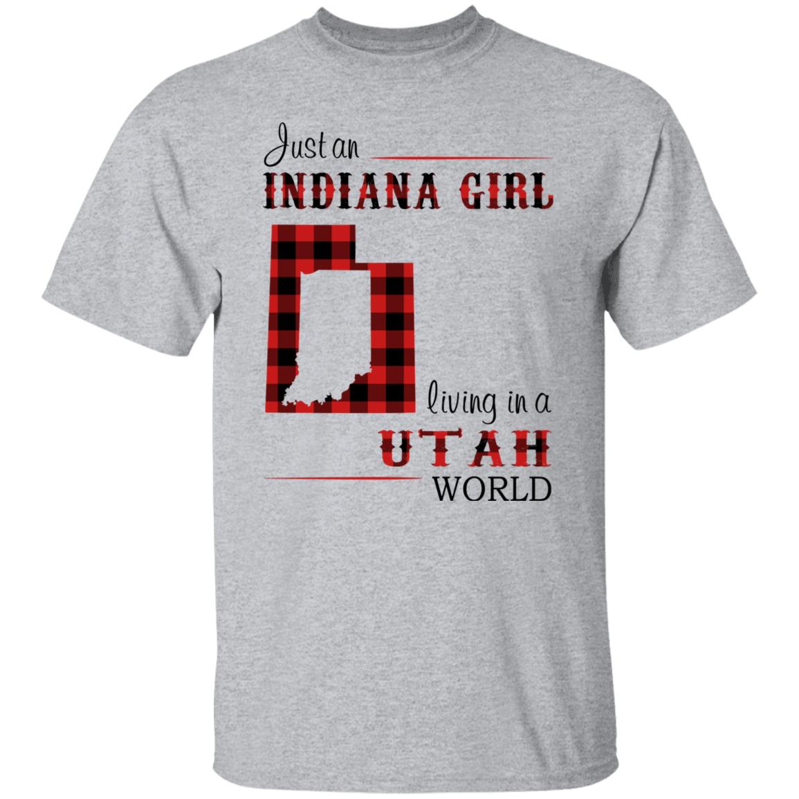 Just An Indiana Girl Living In A Utah World T-Shirt - T-shirt Born Live Plaid Red Teezalo