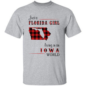 Just A Florida Girl Living In An Iowa World T-shirt - T-shirt Born Live Plaid Red Teezalo