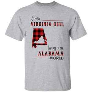 Just A Virginia Girl Living In An Alabama Girl T-shirt - T-shirt Born Live Plaid Red Teezalo