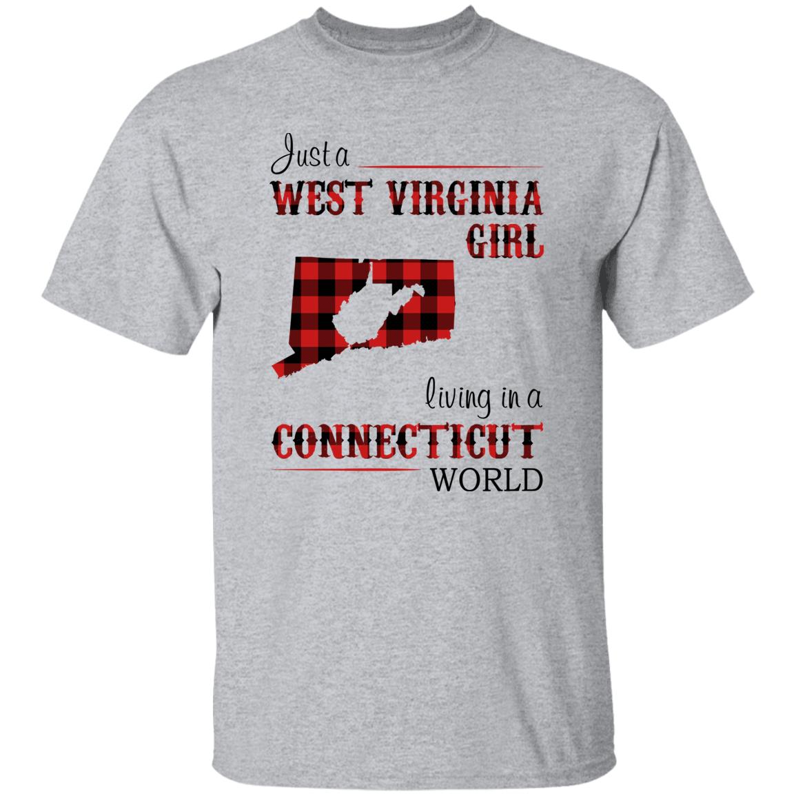 Just A West Virginia Girl Living In A Connecticut World T-shirt - T-shirt Born Live Plaid Red Teezalo