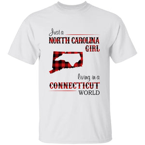 Just A North Carolina Girl Living In A Connecticut World T-shirt - T-shirt Born Live Plaid Red Teezalo