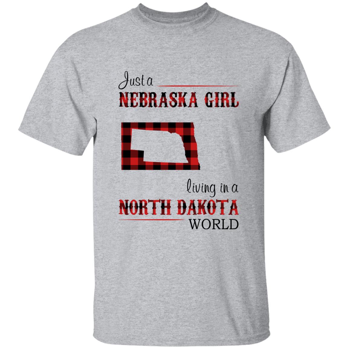 Just A Nebraska Girl Living In A North Dakota World T-shirt - T-shirt Born Live Plaid Red Teezalo