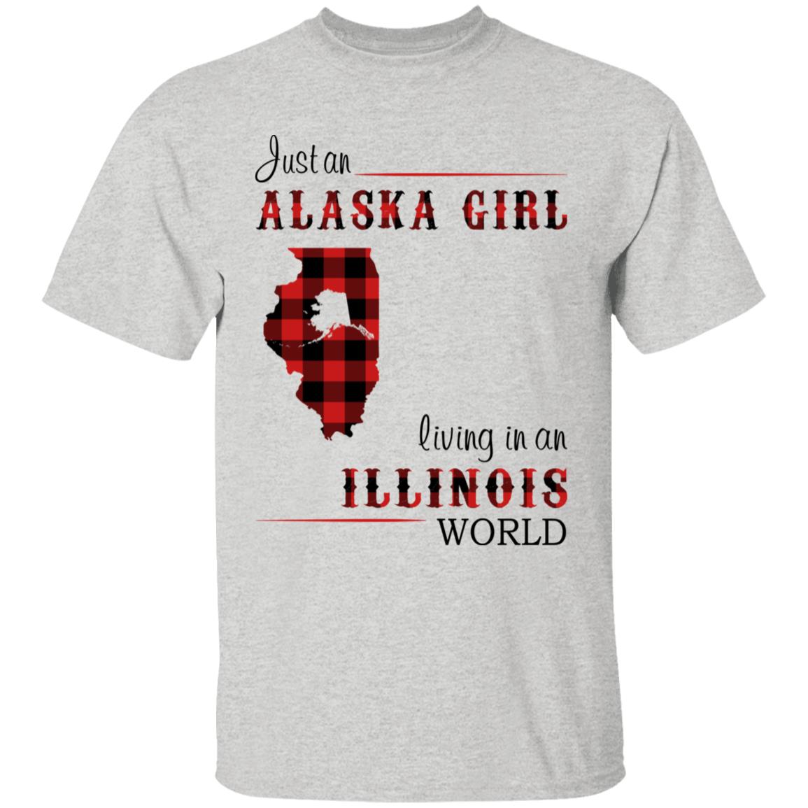 Just An Alaska Girl Living In An Illinois World T-shirt - T-shirt Born Live Plaid Red Teezalo