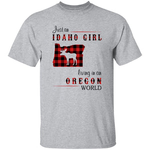 Just An Idaho Girl Living In An Oregon World T-shirt - T-shirt Born Live Plaid Red Teezalo