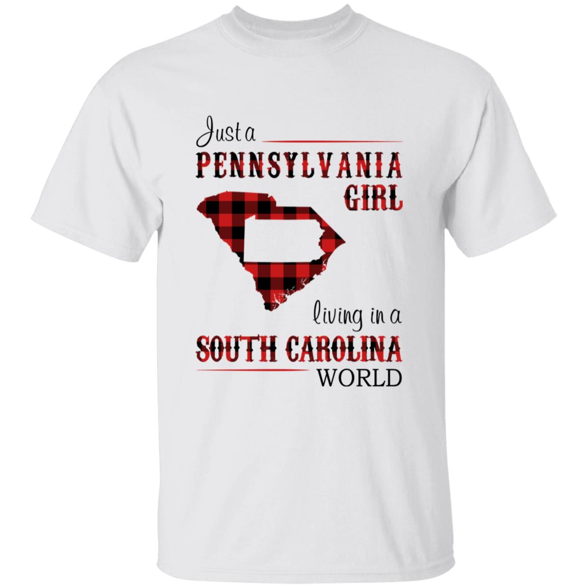 Just A Pennsylvania Girl Living In A South Carolina World T-shirt - T-shirt Born Live Plaid Red Teezalo