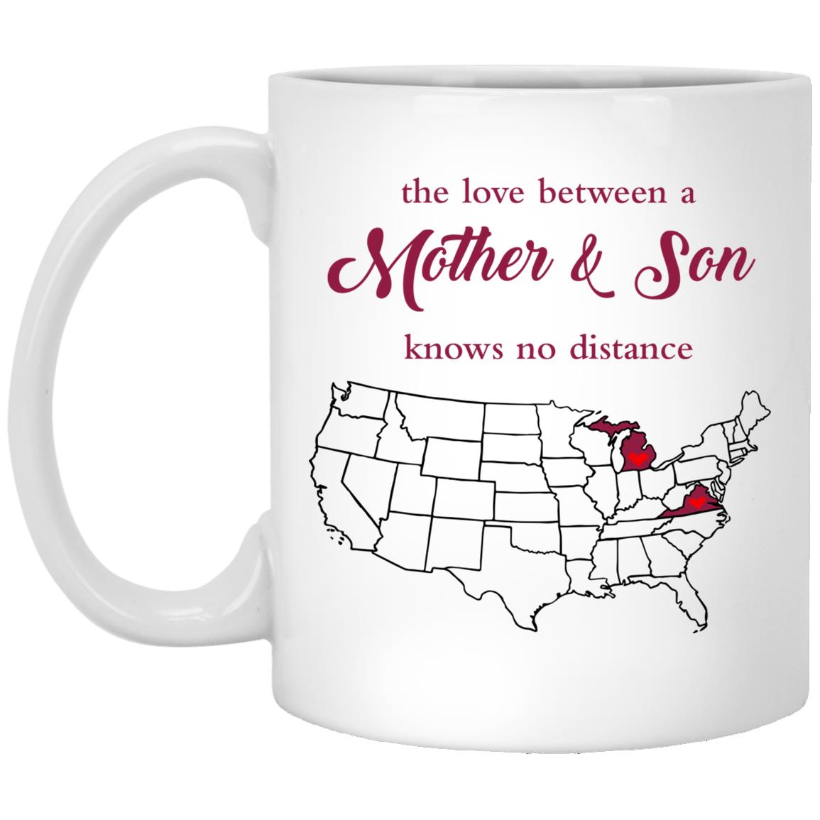 Virginia Michigan The Love Between Mother And Son Mug - Mug Teezalo