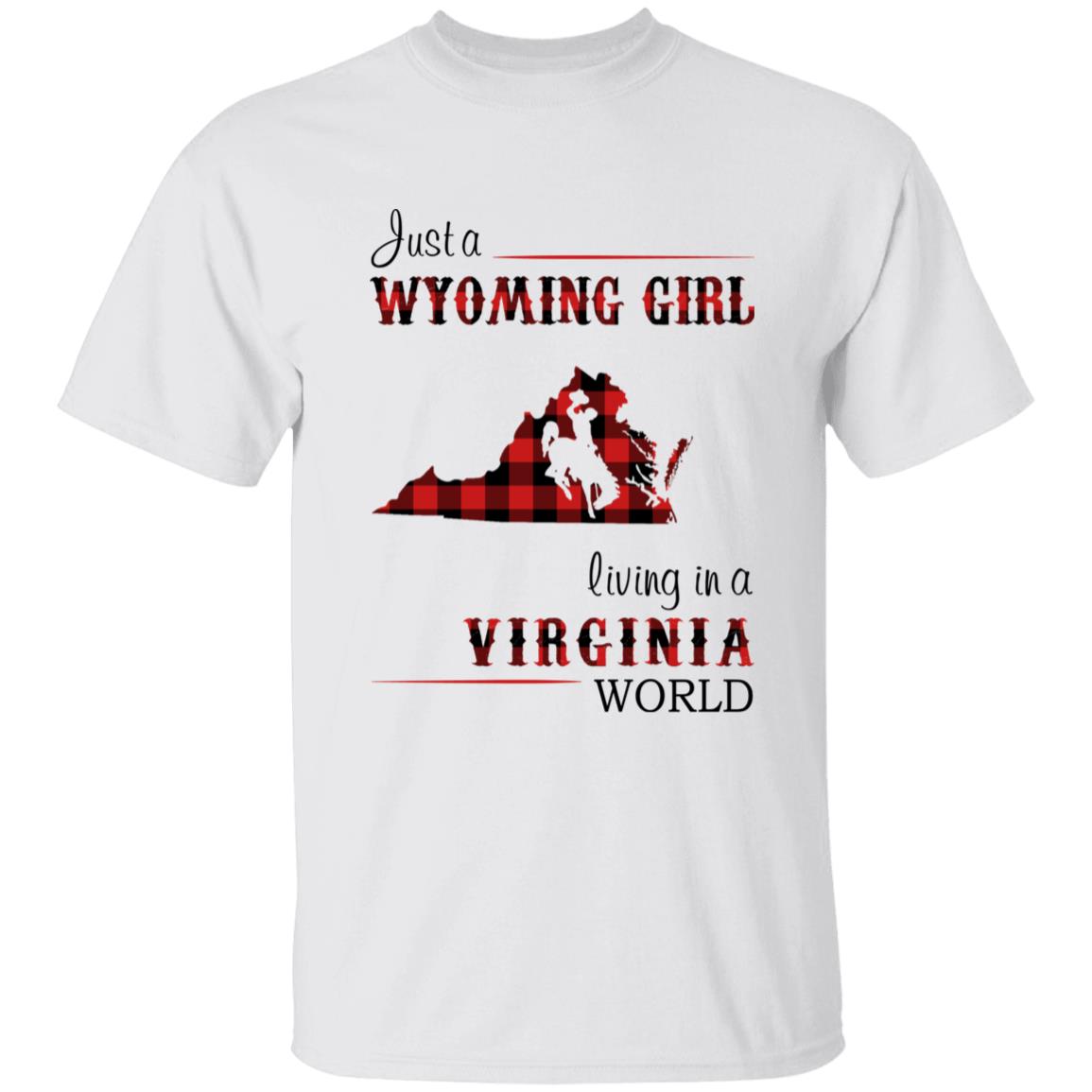 Just A Wyoming Girl Living In A Virginia World T-shirt - T-shirt Born Live Plaid Red Teezalo