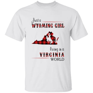 Just A Wyoming Girl Living In A Virginia World T-shirt - T-shirt Born Live Plaid Red Teezalo