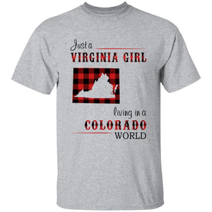 Just A Virginia Girl Living In A Colorado Girl T-shirt - T-shirt Born Live Plaid Red Teezalo