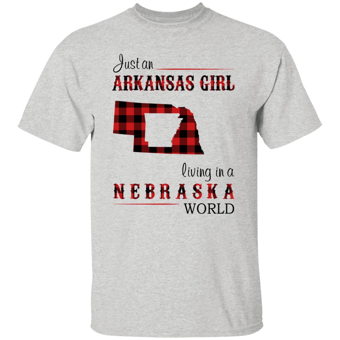 Just An Arkansas Girl Living In A Nebraska World T-shirt - T-shirt Born Live Plaid Red Teezalo