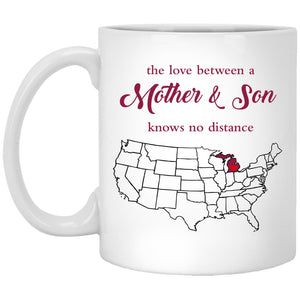 Rhode Island Michigan The Love Between Mother And Son Mug - Mug Teezalo
