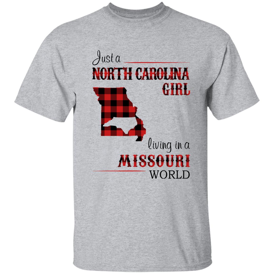 Just A North Carolina Girl Living In A Missouri World T-shirt - T-shirt Born Live Plaid Red Teezalo