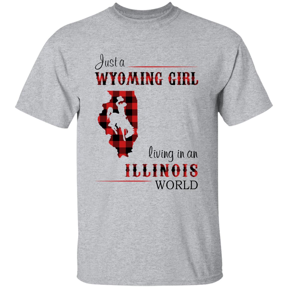 Just A Wyoming Girl Living In An Illinois World T-shirt - T-shirt Born Live Plaid Red Teezalo