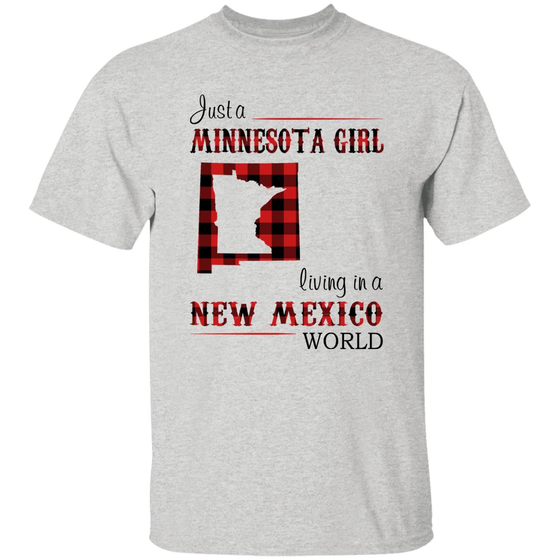 Just A Minnesota Girl Living In A New Mexico World T-shirt - T-shirt Born Live Plaid Red Teezalo