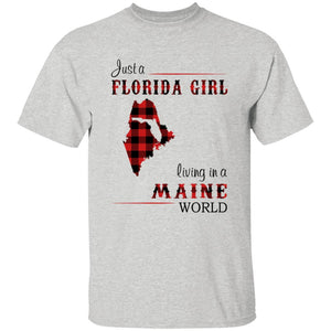 Just A Florida Girl Living In A Maine World T-shirt - T-shirt Born Live Plaid Red Teezalo