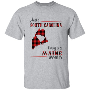 Just A South Carolina Girl Living In A Maine World T-shirt - T-shirt Born Live Plaid Red Teezalo