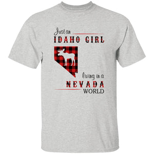 Just An Idaho Girl Living In A Nevada World T-shirt - T-shirt Born Live Plaid Red Teezalo