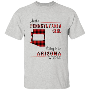 Just A Pennsylvania Girl Living In An Arizona World T-shirt - T-shirt Born Live Plaid Red Teezalo