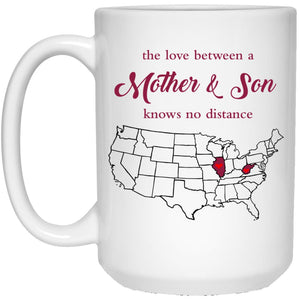 West Virginia Illinois The Love Between Mother And Son Mug - Mug Teezalo