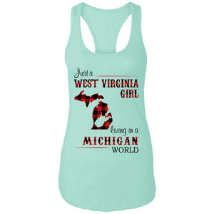 Just A West Virginia Girl Living In A Michigan World T Shirt - T-shirt Teezalo