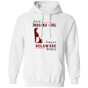 Just An Indiana Girl Living In A Delaware World T-Shirt - T-shirt Born Live Plaid Red Teezalo