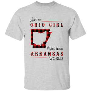 Just An Ohio Girl Living In An Arkansas World T-shirt - T-shirt Born Live Plaid Red Teezalo