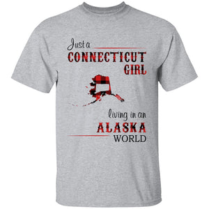 Just A Connecticut Girl Living In An Alaska World T-shirt - T-shirt Born Live Plaid Red Teezalo