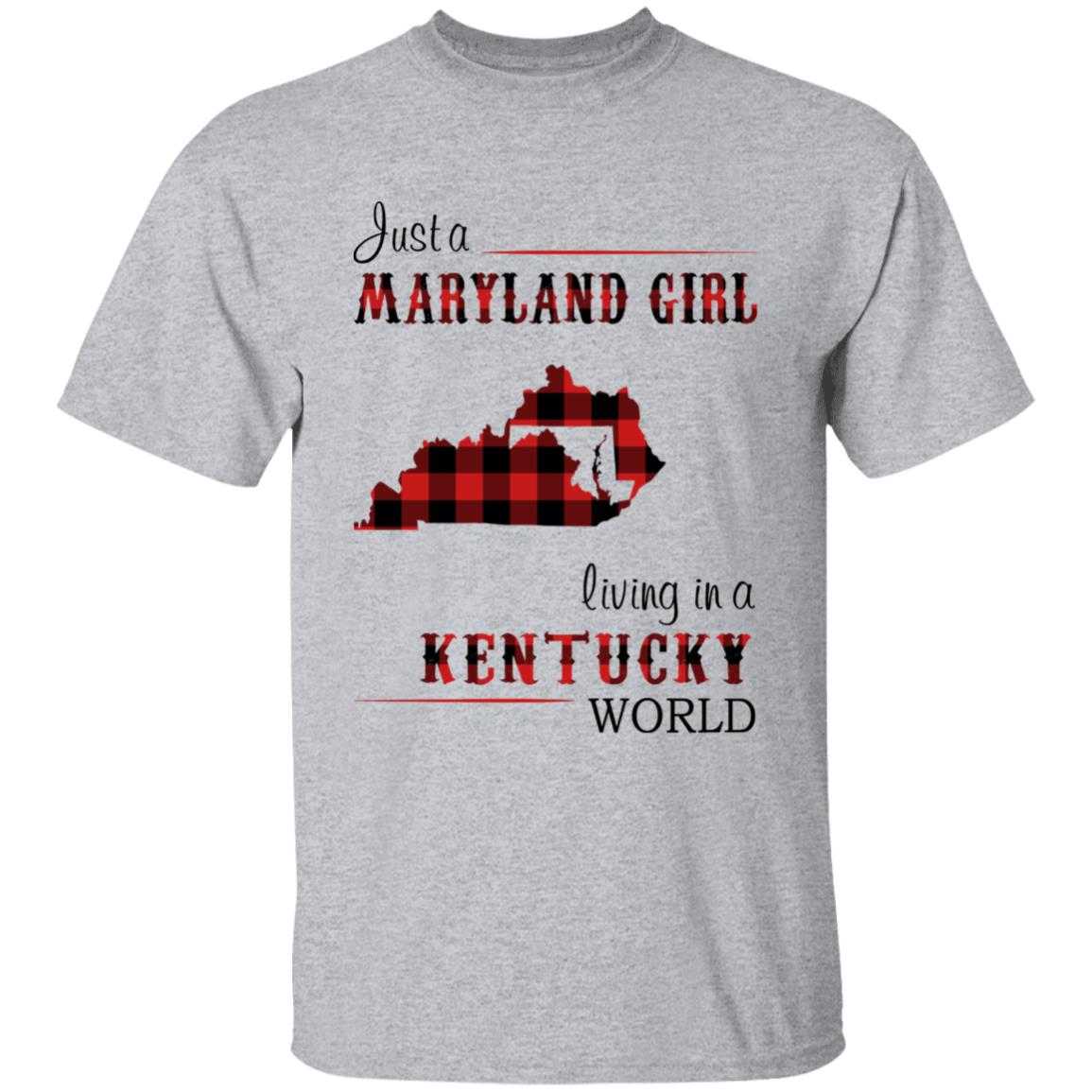 Just A Maryland Girl Living In A Kentucky World T-shirt - T-shirt Born Live Plaid Red Teezalo
