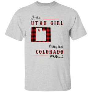 Just A Utah Girl Living In A Colorado World T-shirt - T-shirt Born Live Plaid Red Teezalo