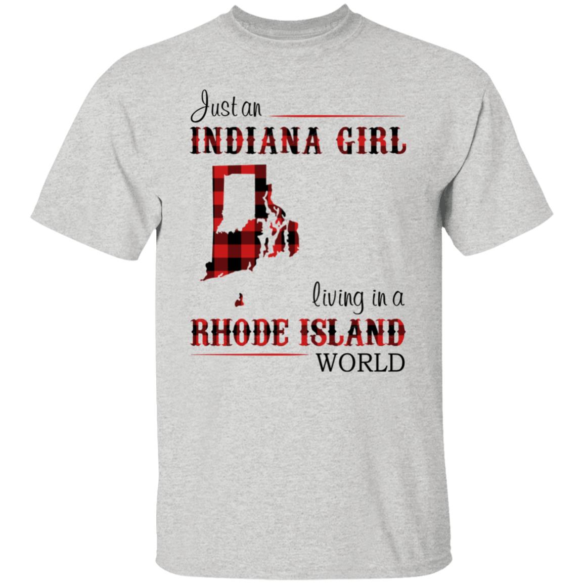 Just An Indiana Girl Living In A Rhode Island World T-Shirt - T-shirt Born Live Plaid Red Teezalo
