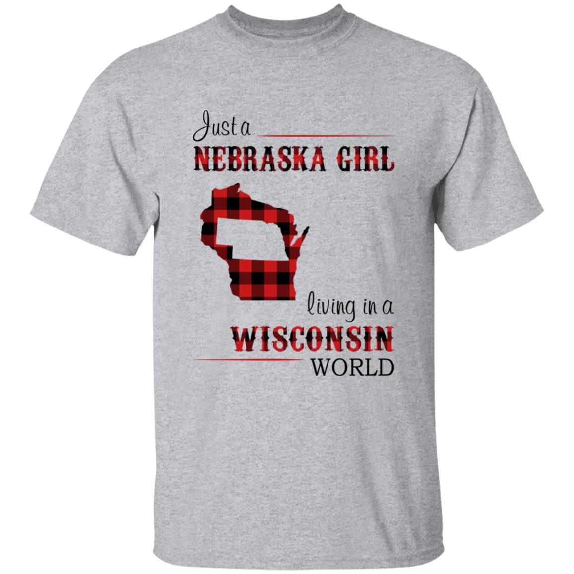 Just A Nebraska Girl Living In A Wisconsin World T-shirt - T-shirt Born Live Plaid Red Teezalo