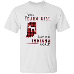 Just An Idaho Girl Living In An Indiana World T-shirt - T-shirt Born Live Plaid Red Teezalo
