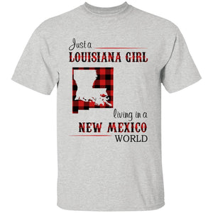 Just A Louisiana Girl Living In A New Mexico World T-shirt - T-shirt Born Live Plaid Red Teezalo