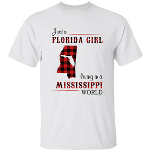 Just Florida Girl Living In A Mississippi World T-shirt - T-shirt Born Live Plaid Red Teezalo