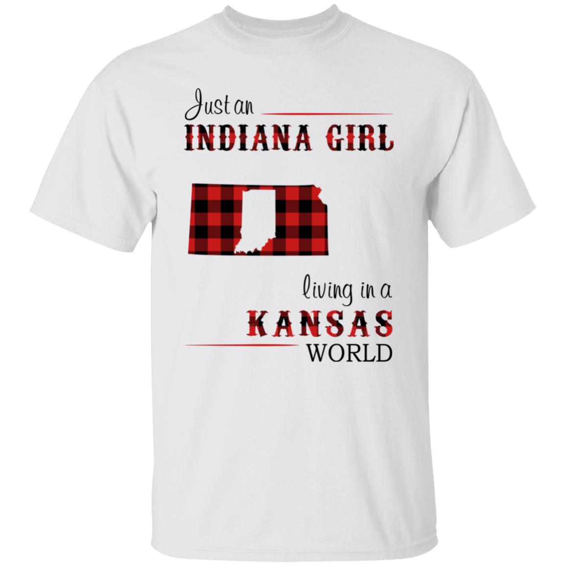 Just An Indiana Girl Living In A Kansas  World T-Shirt - T-shirt Born Live Plaid Red Teezalo