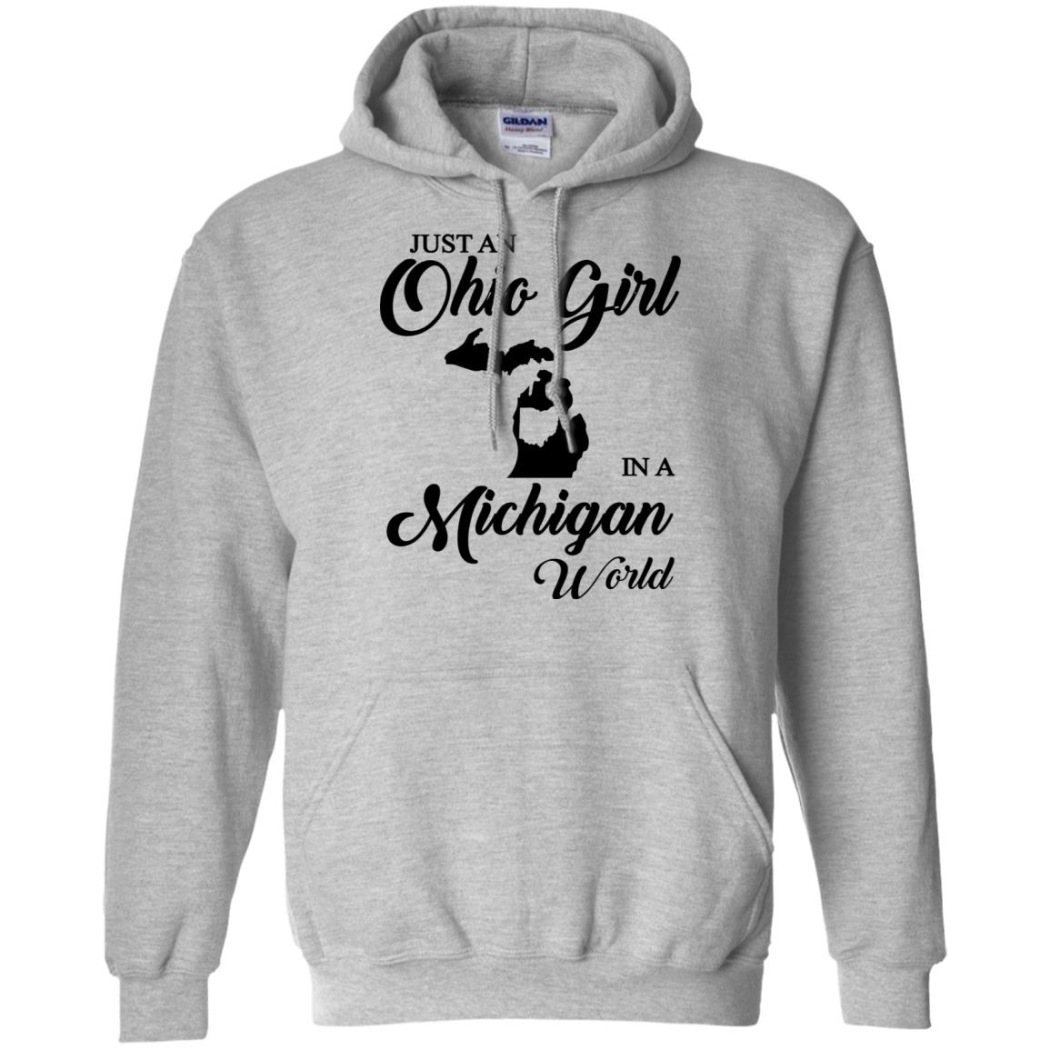 Just An Ohio Girl In A Michigan World T-Shirt - T-shirt Teezalo