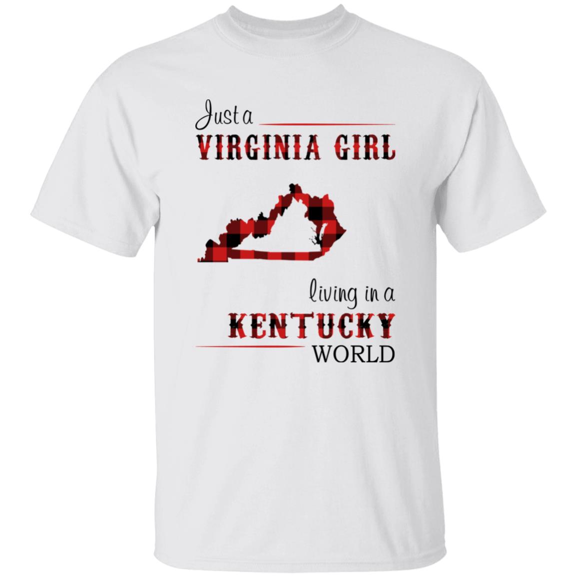 Just A Virginia Girl Living In A Kentucky World T-shirt - T-shirt Born Live Plaid Red Teezalo