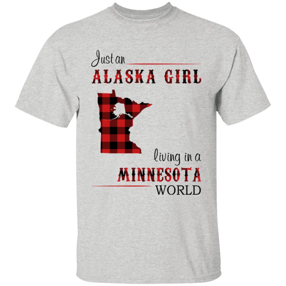 Just An Alaska Girl Living In A Minnesota World T-shirt - T-shirt Born Live Plaid Red Teezalo