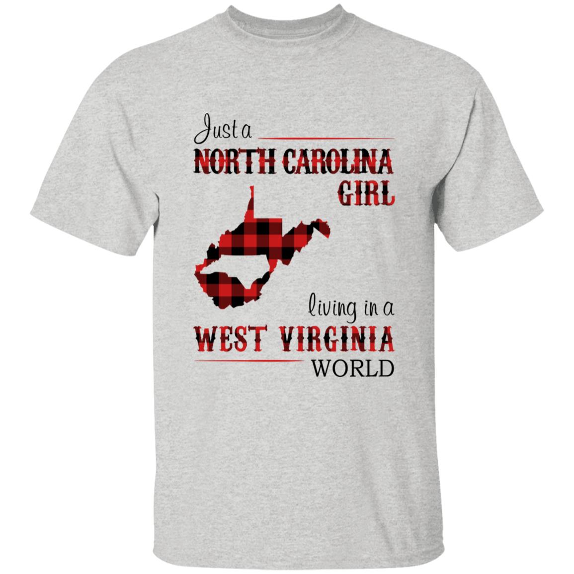 Just A North Carolina Girl Living In A West Virginia World T-shirt - T-shirt Born Live Plaid Red Teezalo