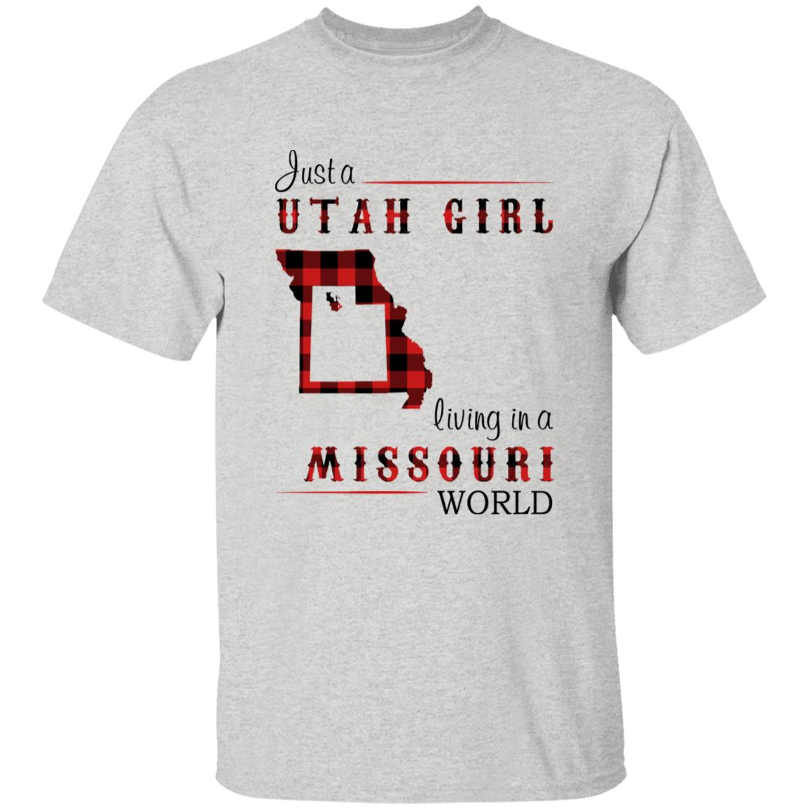 Just A Utah Girl Living In A Missouri World T-shirt - T-shirt Born Live Plaid Red Teezalo