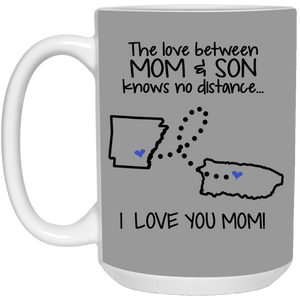 Puerto Rico Arkansas The Love Between Mom And Son Mug - Mug Teezalo