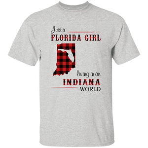 Just Florida Girl Living In An Indiana World T-shirt - T-shirt Born Live Plaid Red Teezalo