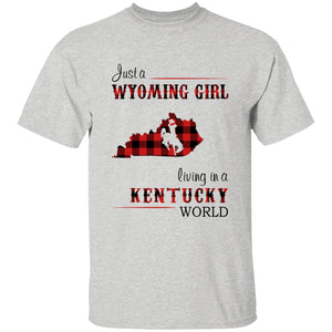 Just A Wyoming Girl Living In A Kentucky World T-shirt - T-shirt Born Live Plaid Red Teezalo