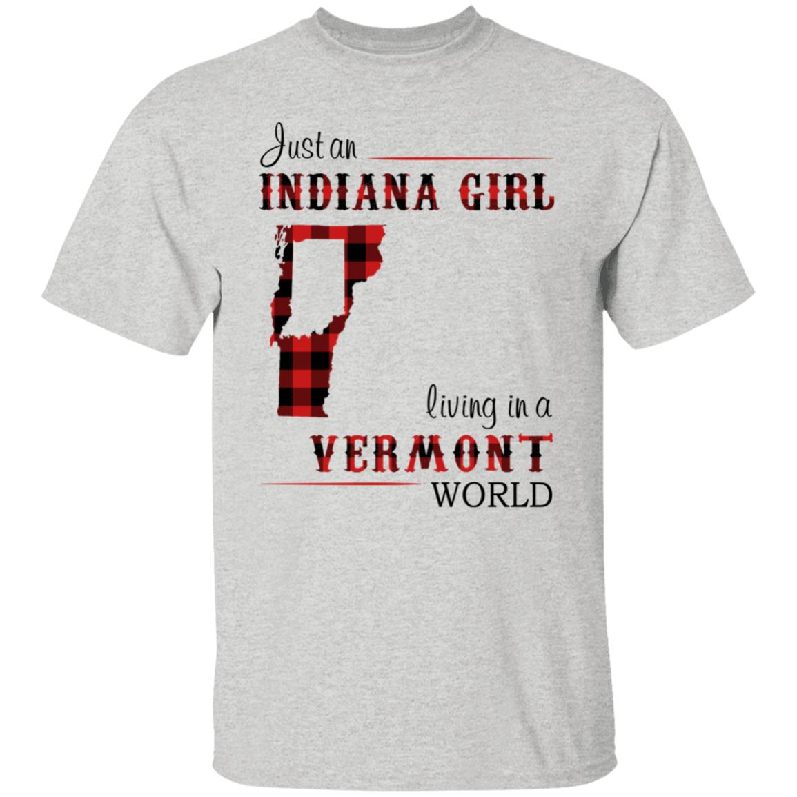 Just An Indiana Girl Living In A Vermont World T- Shirt - T-shirt Born Live Plaid Red Teezalo