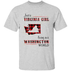 Just A Virginia Girl Living In A Washington World T-shirt - T-shirt Born Live Plaid Red Teezalo
